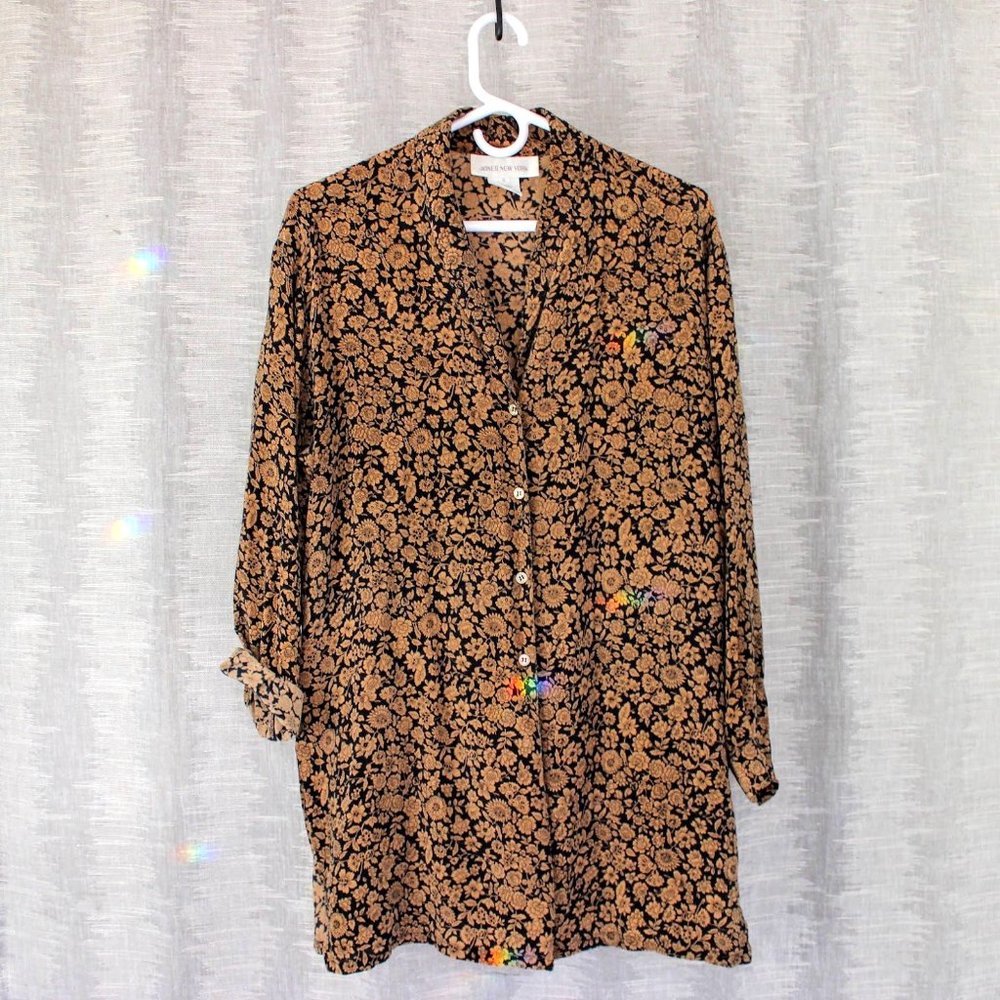Vintage Silk Floral Button Up
